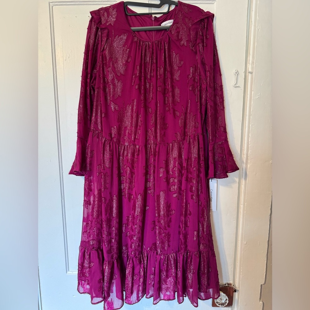 Calvin Klein Fuchsia Long Sleeve Dress